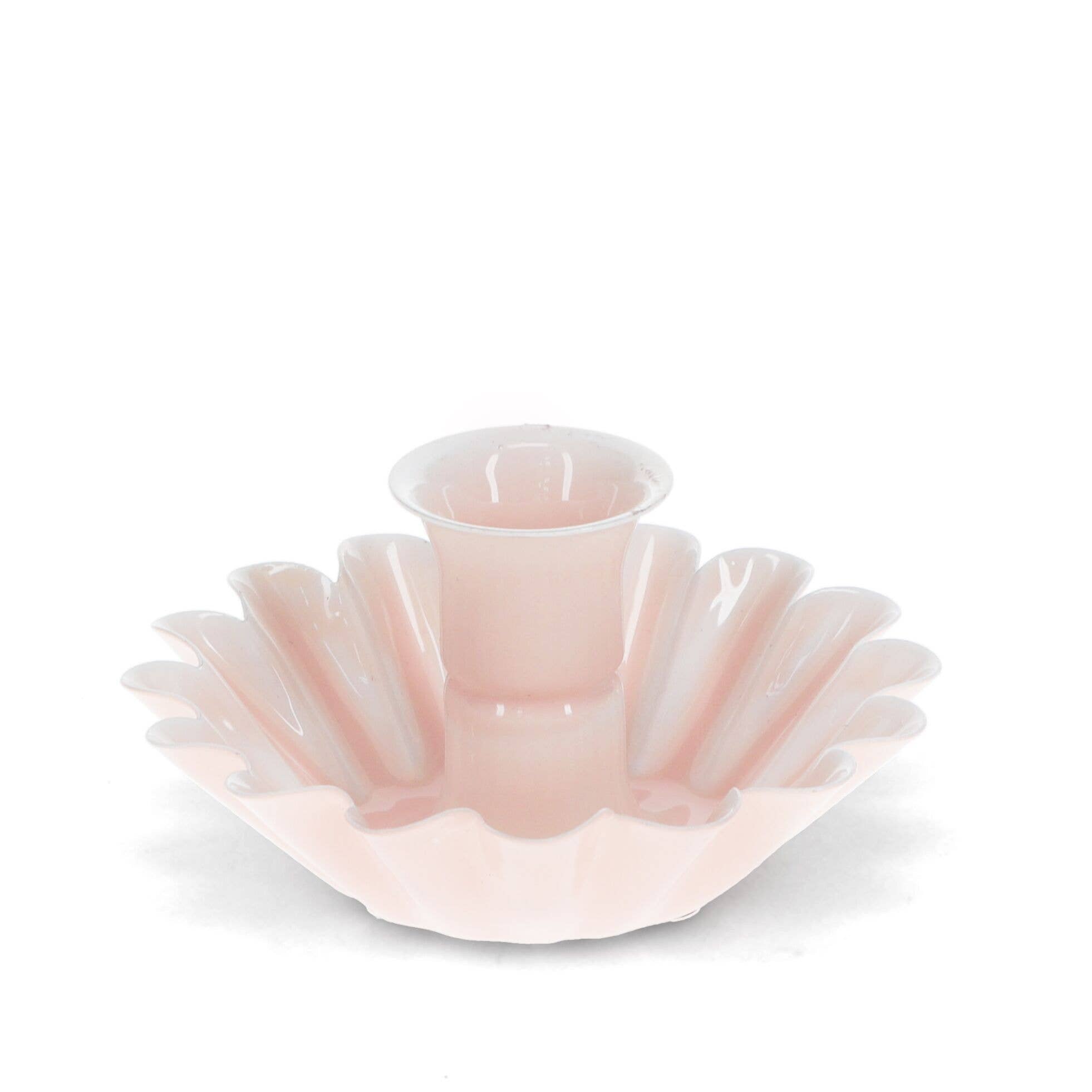 Enamel Cupped Flower Candle Holder - Pink