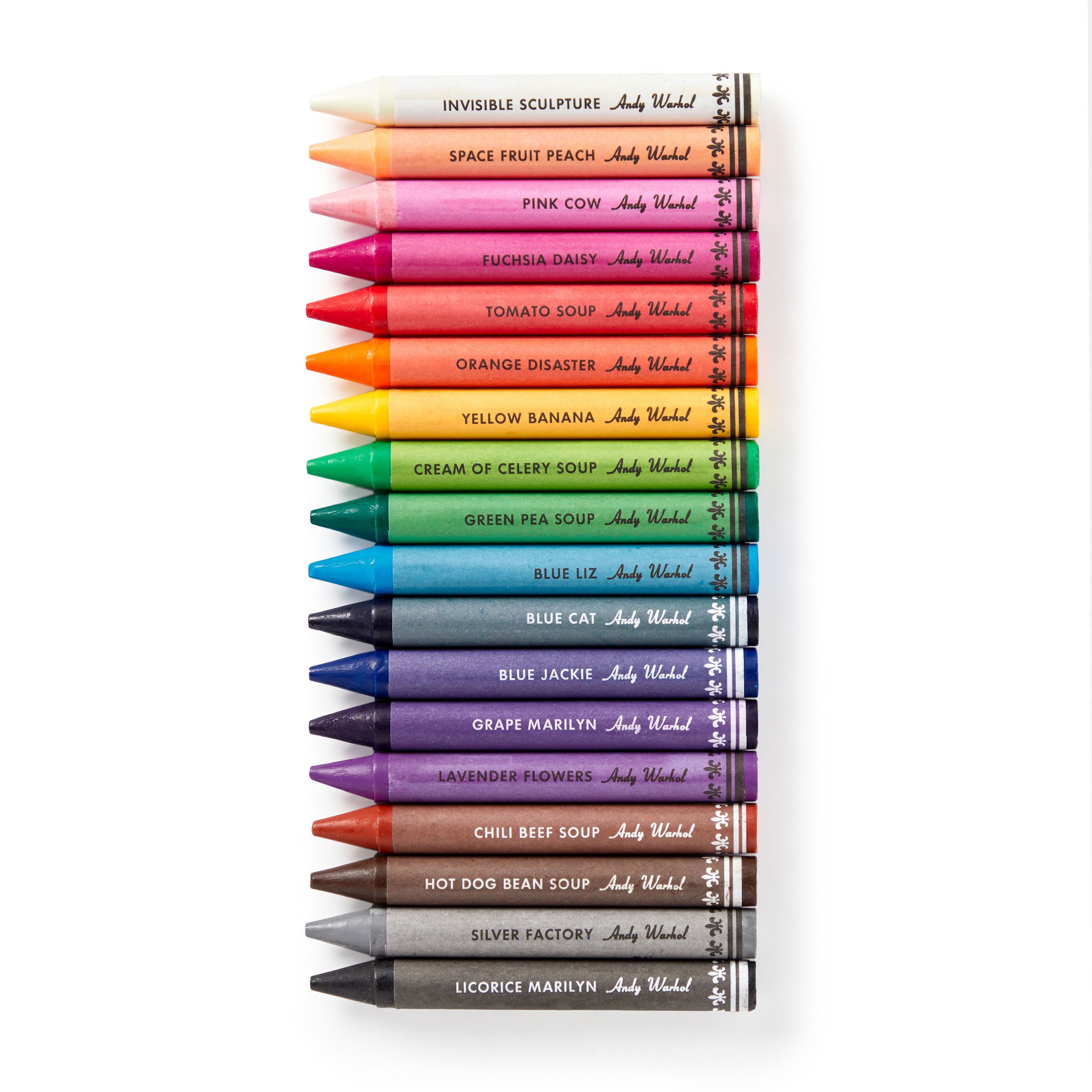 ANDY WARHOL SOUP CAN CRAYONS AND SHARPENER