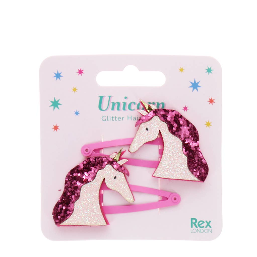 Glitter hair clips - Unicorn
