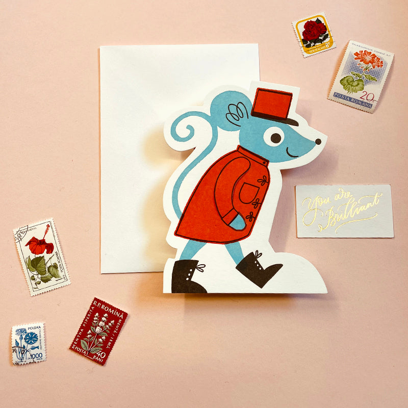 Mouse Brilliant Die Cut Greetings Card