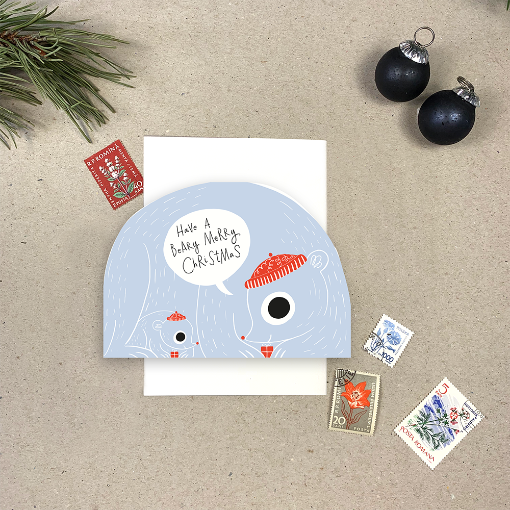 Beary Merry Die Cut Christmas Card