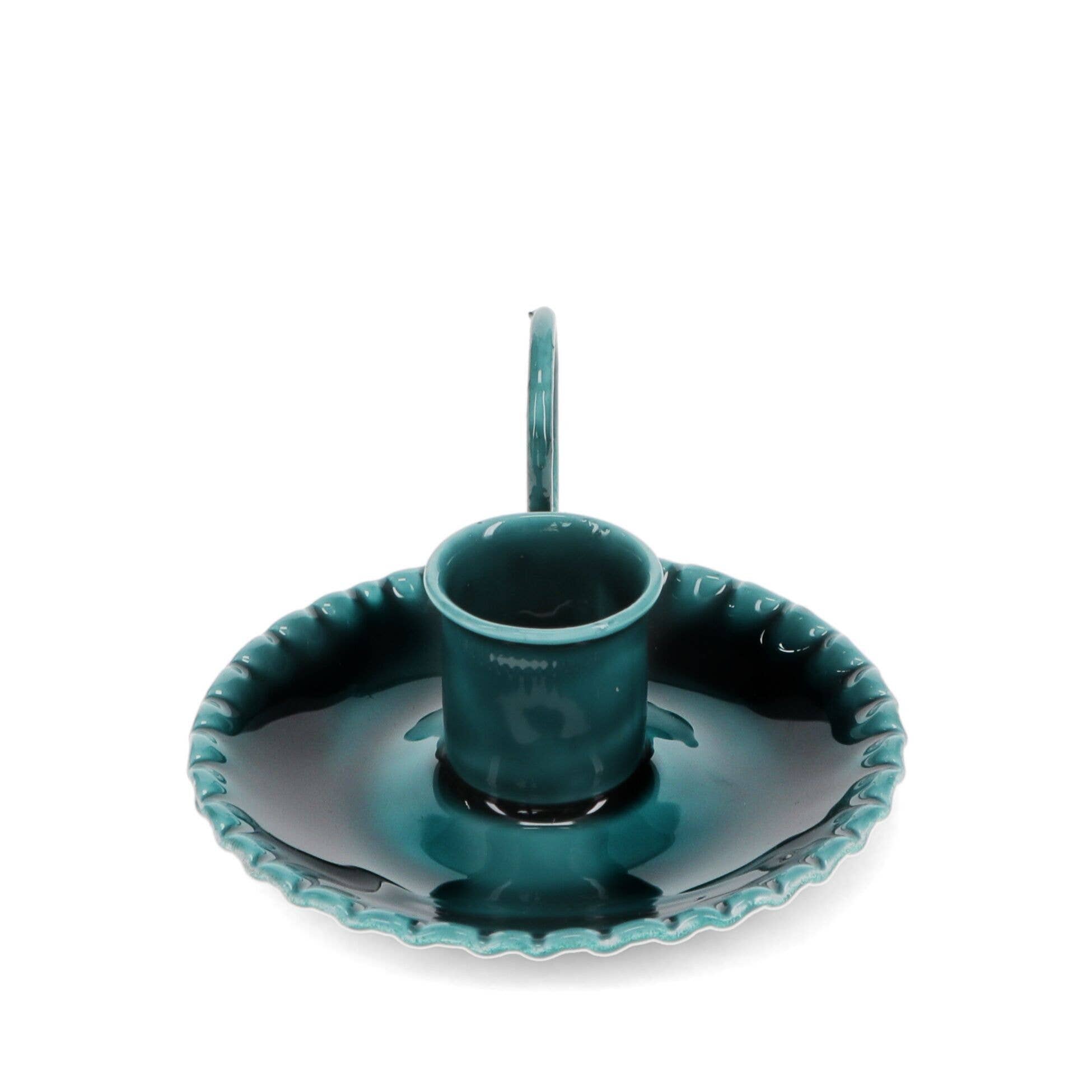 Enamel Chamberstick Candle Holder - Blue
