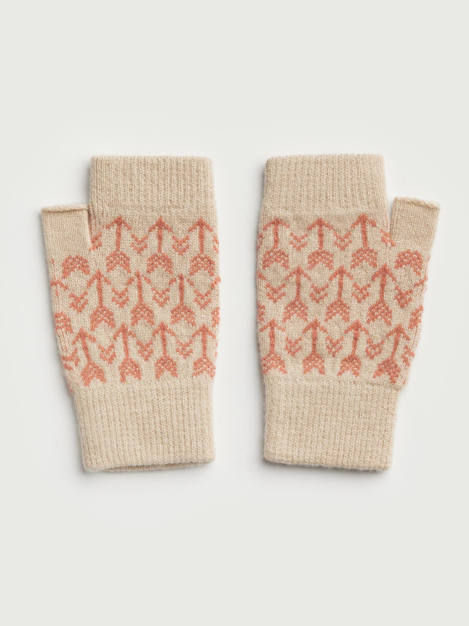 Fingerless Mitten "Arrow"  Oat & Rosehip