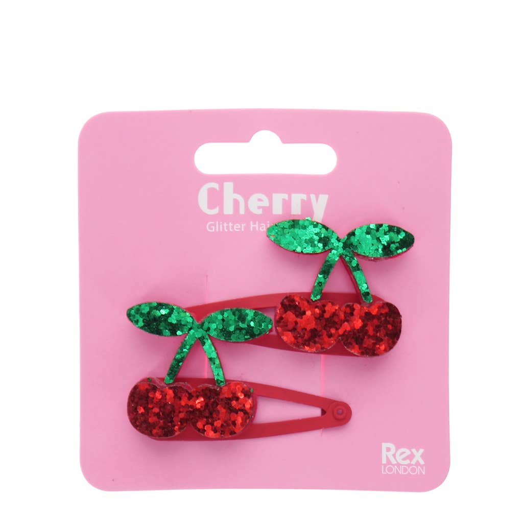 Glitter hair clips - Cherry