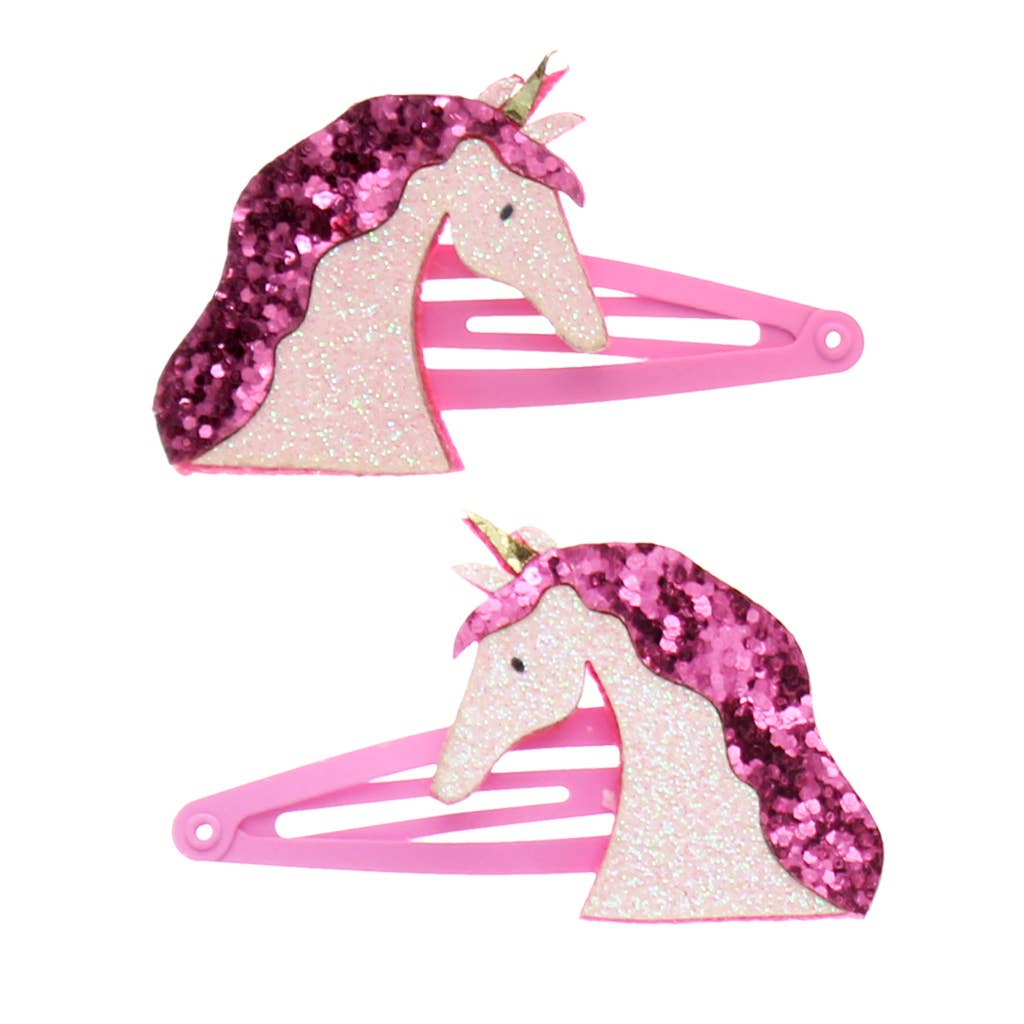 Glitter hair clips - Unicorn