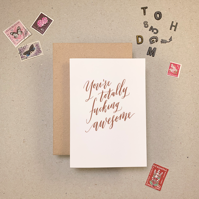 Fucking Awesome Calligraphy Greetings Card
