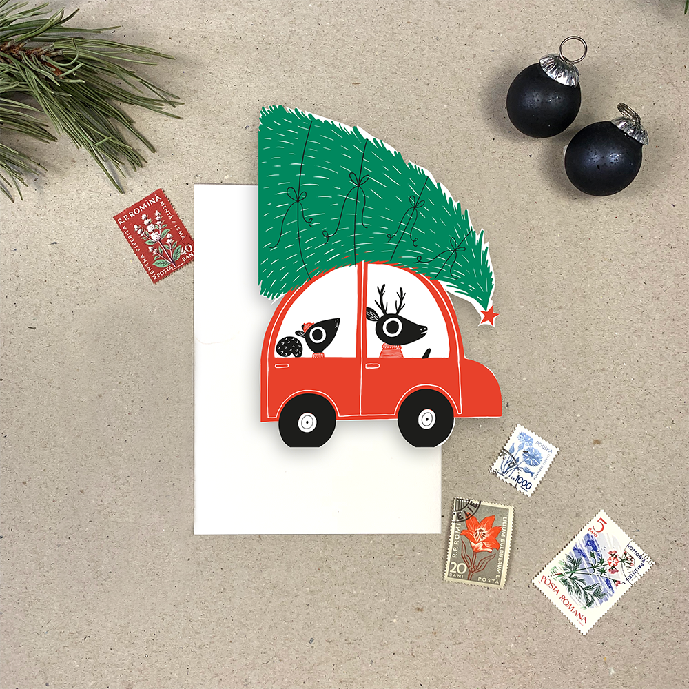 Taking Tree Die Cut Christmas Card