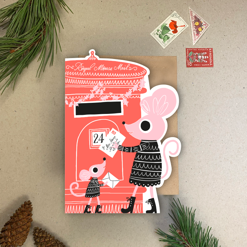 Mouse Mail Die Cut Christmas Card